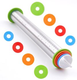 Rolling Pin with Thickness Rings, 17" Adjustable Stainless Steel Rolling Pins for Baking, Dough Roller for Fondant Pizza, Pie, Pasta, Cookies, Ca Rolling Pin with Thickness Rings, 17" Adjustable Stainless Steel Rolling Pins for Baking, Dough Roller for Fondant Pizza, Pie, Pasta, Cookies, Ca