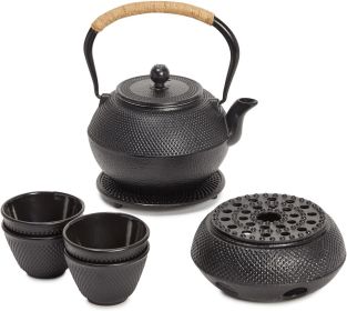 Tea Kettle Stovetop Japanese Cast Iron Tetsubin - 40 oz, Black - Cast Iron Tea Set & Teapot with Loose Leaf Infuser, Warmer & 4 Cups, Trivet Tea Kettle Stovetop Japanese Cast Iron Tetsubin - 40 oz, Black - Cast Iron Tea Set & Teapot with Loose Leaf Infuser, Warmer & 4 Cups, Trivet