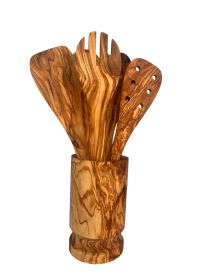 Olive Wood Kitchen Servers Set w/Holder -6 Pcs Olive Wood Kitchen Servers Set w/Holder -6 Pcs
